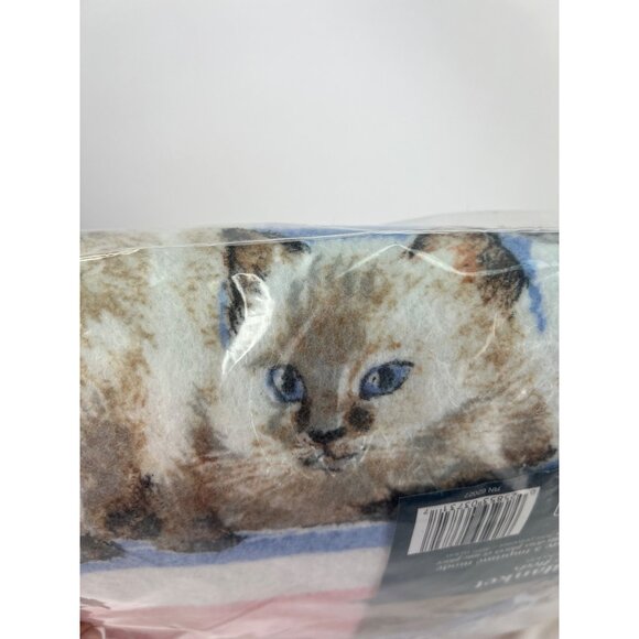 Owen Kitty Cat Fashion Print Blanket Fits Full & Twin Size Beds 72" X 90" 50% Po - Picture 6 of 6